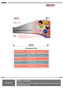 ZOOLOGY Biology of Parasitism Morphology, Life Cycle