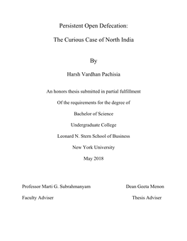 Persistent Open Defecation: the Curious Case of North India By