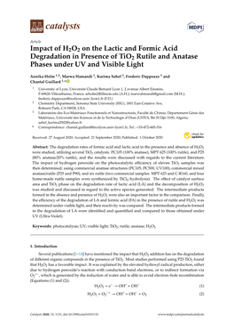 Impact of H2O2 on the Lactic and Formic Acid Degradation in Presence of Tio2 Rutile and Anatase Phases Under UV and Visible Light