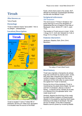 Tirzah the Site with the Biblical Tirzah