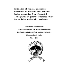 Estimation of Regional Anatomical Dimensions of the Adult And