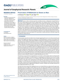 Preservation of Midlatitude Ice Sheets on Mars 10.1002/2017JE005357 A