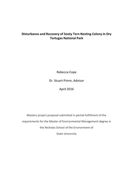 Disturbance and Recovery of Sooty Tern Nesting Colony in Dry Tortugas National Park