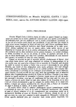 BERA, PREV., AMB EL DR. ANTONI Rubió I LLUCH. 1876-1922