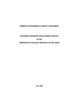 Summary Environmental Impact Assessment