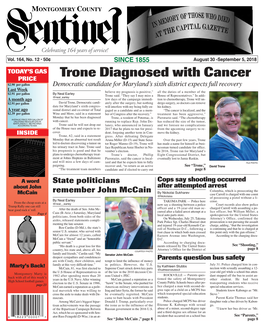 THE MONTGOMERY COUNTY SENTINEL AUGUST 30, 2018 EFLECTIONS the Montgomery County Sentinel, Published Weekly by Berlyn Inc