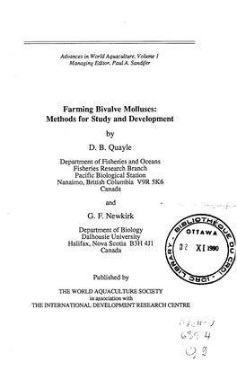 Farming Bivalve Molluscs: Methods for Study and Development by D