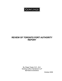 Review of Toronto Port Authority Report