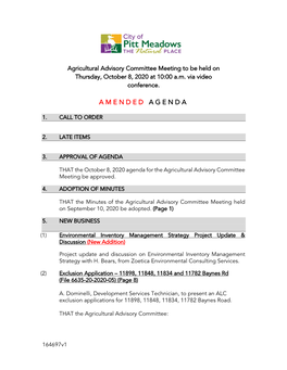 Amended Agenda