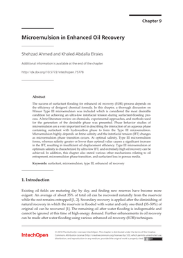 Microemulsion in Enhanced Oil Recovery