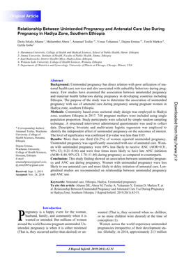 Relationship Between Unintended Pregnancy and Antenatal Care Use During Pregnancy Pregnancy During Use Care Antenatal and Pregnancy Unintended Between Relationship Al