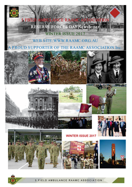 RESERVE FORCES DAY Newsletter WINTER ISSUE 2017 WEB SITE: a PROUD SUPPORTER of the RAAMC ASSOCIATION Inc