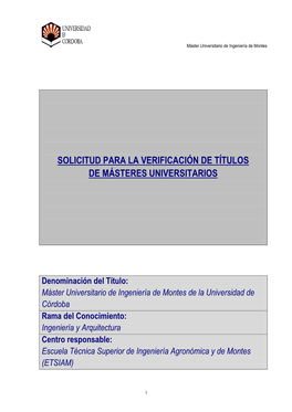 Solicitud Para La Verificación De Títulos De Másteres Universitarios