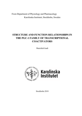 Structure and Function Relationships in the Pgc-1 Family of Transcriptional Coactivators