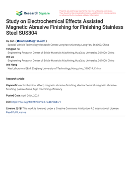 Study on Electrochemical Effects Assisted Magnetic Abrasive Finishing for Finishing Stainless Steel SUS304