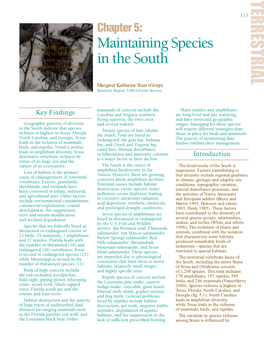 Chapter 5: Maintaining Species in the South 113 Chapter 5