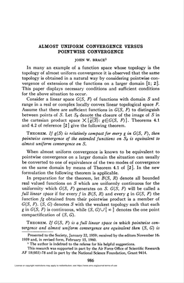 Almost Uniform Convergence Versus Pointwise Convergence