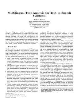 Multilingual Text Analysis for Text-To-Speech Synthesis