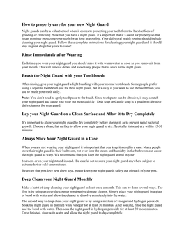 How to Properly Care for Your New Night Guard Rinse Immediately