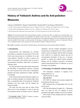 History of Yokkaichi Asthma and Its Anti-Pollution Measures