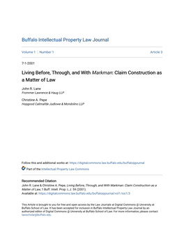 Living Before, Through, and with Markman: Claim Construction As a Matter of Law