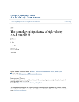 The Cosmological Significance of High-Velocity Cloud Complex H JD Simon