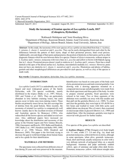 Study the Taxonomy of Iranian Species of Laccophilus Leach, 1817 (Coleoptera, Dytiscidae)