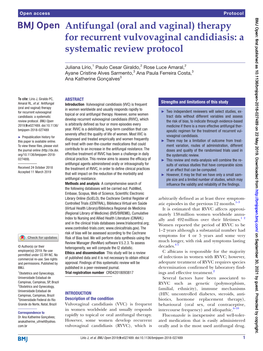 (Oral and Vaginal) Therapy for Recurrent Vulvovaginal Candidiasis: a Systematic Review Protocol