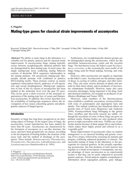 Mating-Type Genes for Classical Strain Improvements of Ascomycetes