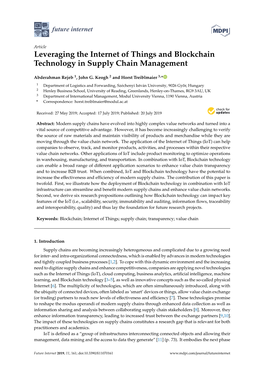 Leveraging the Internet of Things and Blockchain Technology in Supply Chain Management