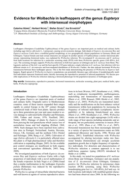 Evidence for Wolbachia in Leafhoppers of the Genus Eupteryx with Intersexual Morphotypes