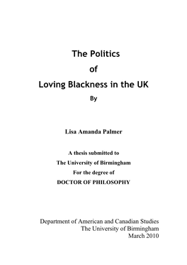 The Politics of Loving Blackness in the UK By