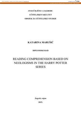 Reading Comprehension Based on Neologisms in the Harry Potter Series