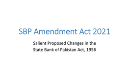 Brief on Proposed Amendments in the State Bank of Pakistan Act, 1956