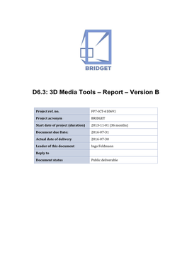 3D Media Tools – Report – Version B