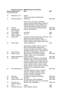 SSHSA Ephemera Collections Drawer Company/Line Ship Date Examplesshsa Line