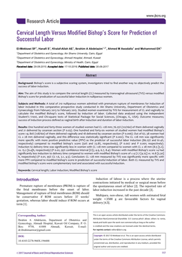 Cervical Length Versus Modified Bishop's Score for Prediction of Successful Labor