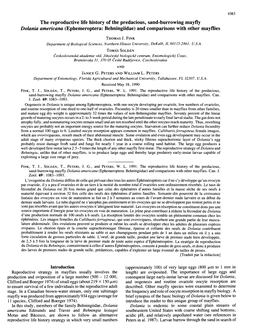 The Reproductive Life History of the Predacious, Sand-Burrowing Mayfly Dolania Americana (Ephemeroptera: Behningiidae) and Comparisons with Other Mayflies