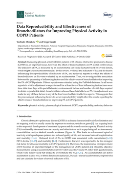 Data Reproducibility and Effectiveness of Bronchodilators for Improving Physical Activity in COPD Patients