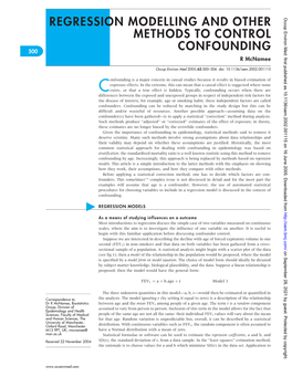 Regression Modelling and Other Methods to Control