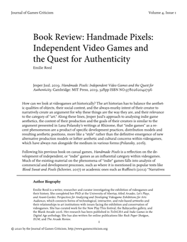 Handmade Pixels: Independent Video Games and the Quest for Authenticity