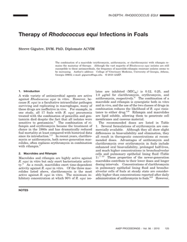 Therapy of Rhodococcus Equi Infections in Foals