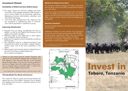 Invest in Tabora, Tanzania