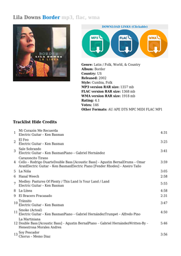 Lila Downs Border Mp3, Flac, Wma