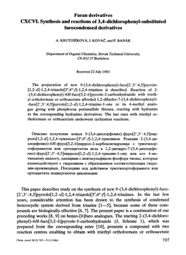 Furan Derivatives CXCVI. Synthesis and Reactions of 3,4-Dichiorophenyl-Substituted Furocondensed Derivatives