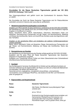 Grundsätze Für Die Rasse Deutsches Tigerschecke Gemäß Der VO (EU) 2016/1012 Anhang I, Teil 2 Und 3