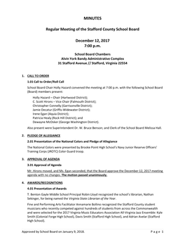 MINUTES Stafford County School Board