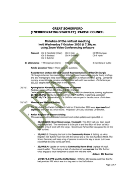 Great Somerford (Incorporating Startley) Parish Council