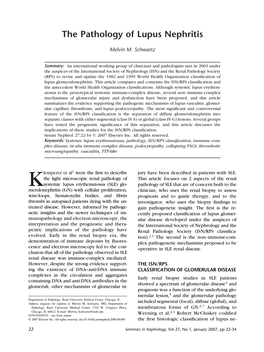 The Pathology of Lupus Nephritis