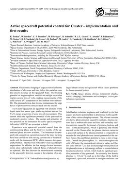 Active Spacecraft Potential Control for Cluster – Implementation and ﬁrst Results